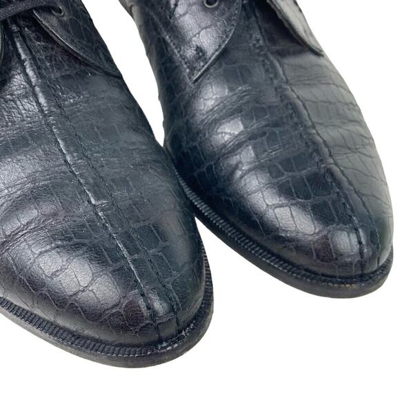 ROBERT CLERGERIE Croc Embossed Leather Lace Up Oxford Loafers 7.5 - $795. - Picture 3 of 14